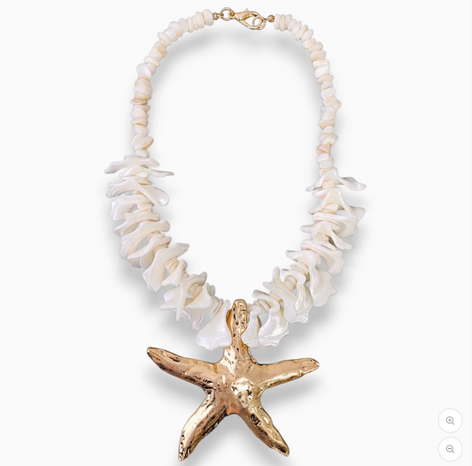 Chunky Shell Starfish Necklace | Handmade Statement Jewelry
