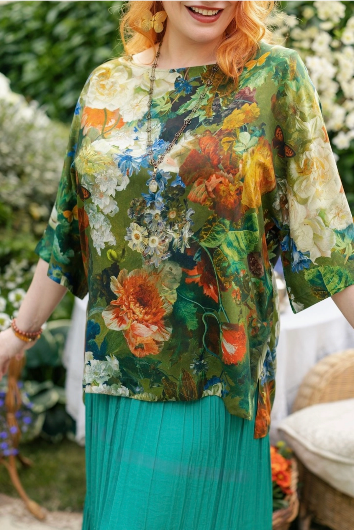 Flora Poetica Luxe Tee Tunic with Florals & Birds