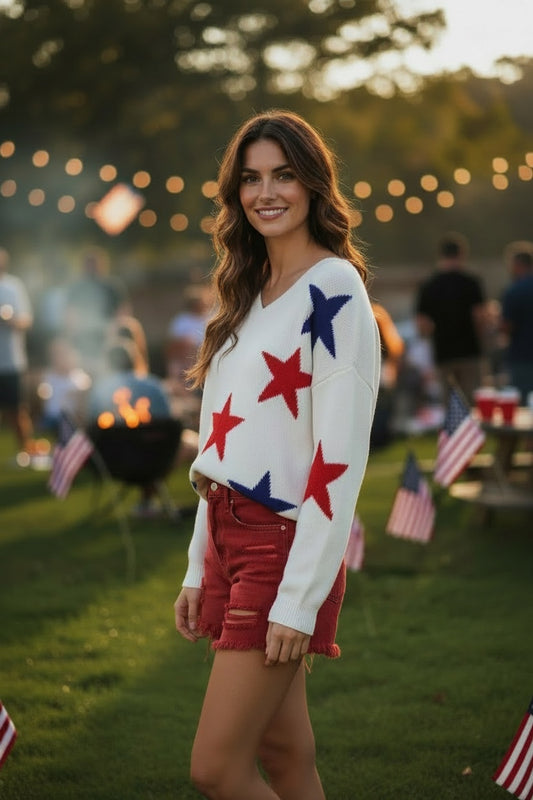 4th of July Americana Star Sweater