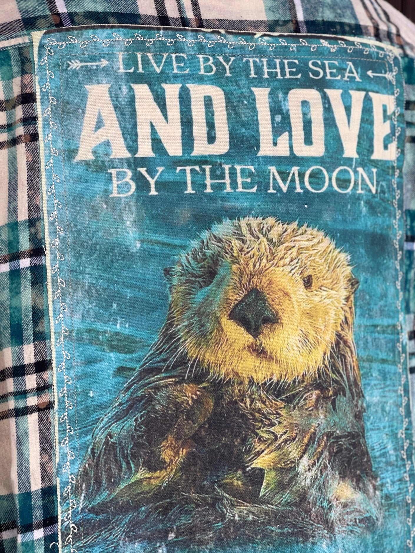 Live By The Sea And Love By The Moon Sea Otter Art Flannel