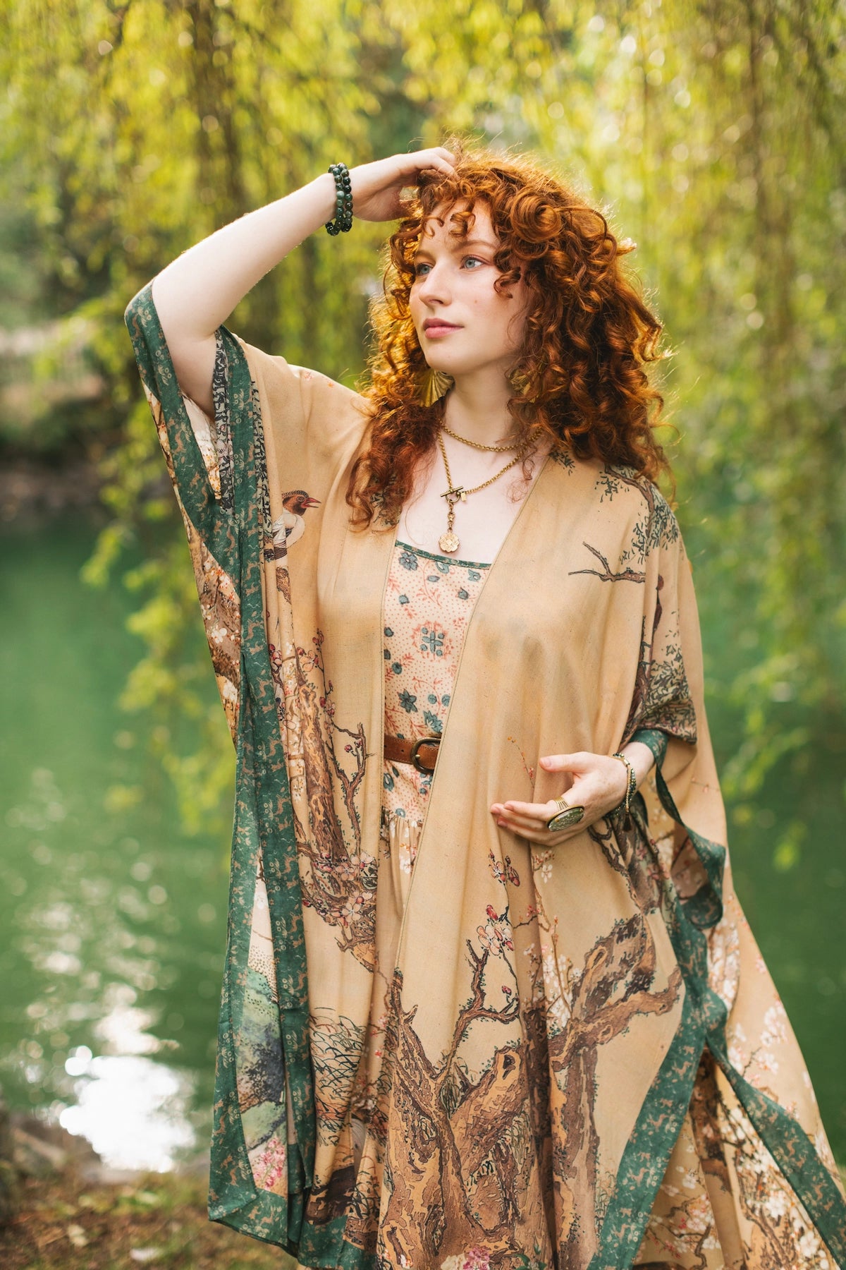 Fable Opera Duster Kimono Robe With Deer Moon & Blossom - Pre Order - Ships Late October 2025