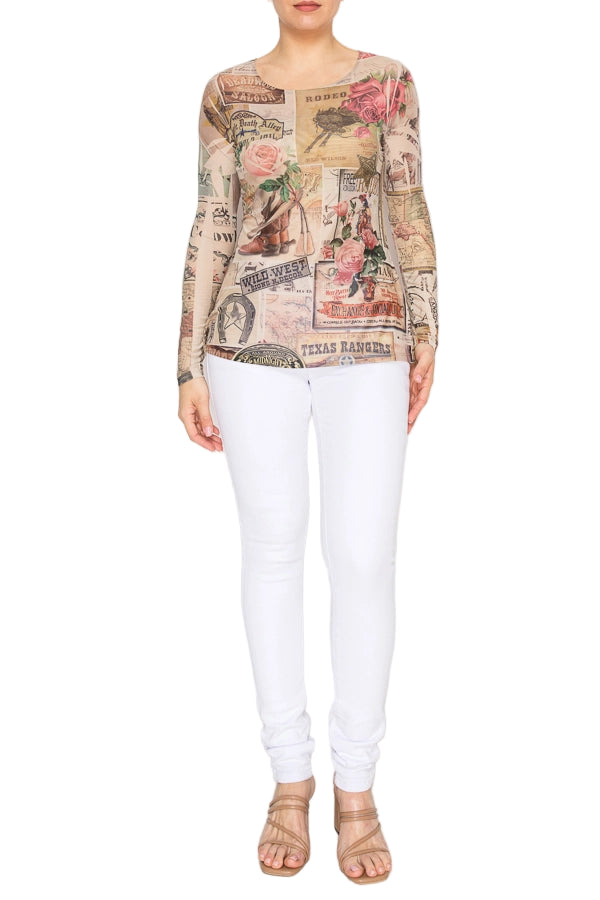 Rose West Minimalist Sheer All-Mesh Long Sleeve Top - Ships Late September