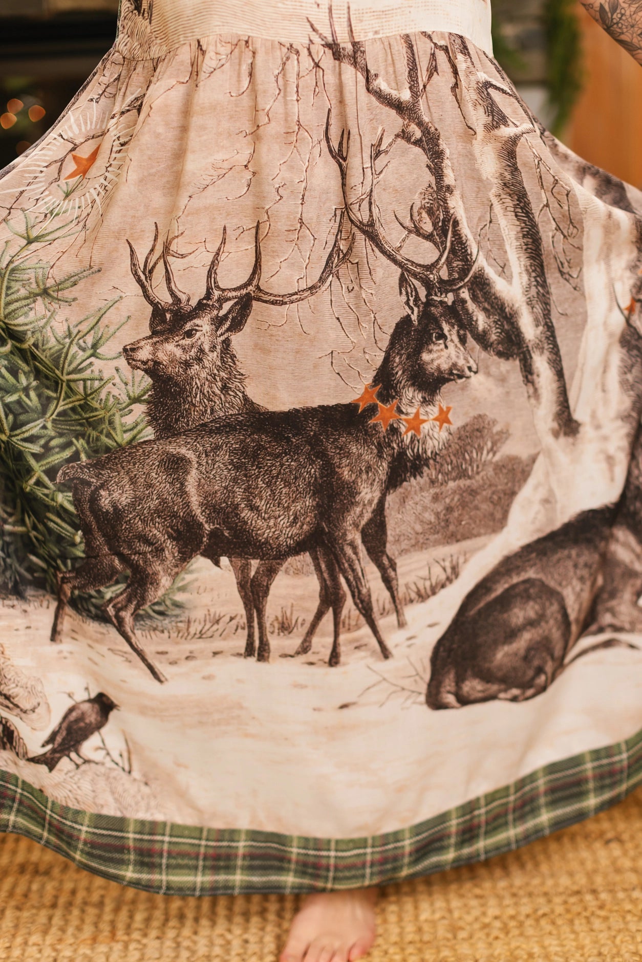 Winter Wish Bohéme Long Maxi Slip Dress w/ Christmas Deer - Pre-Order - Ships September 2025