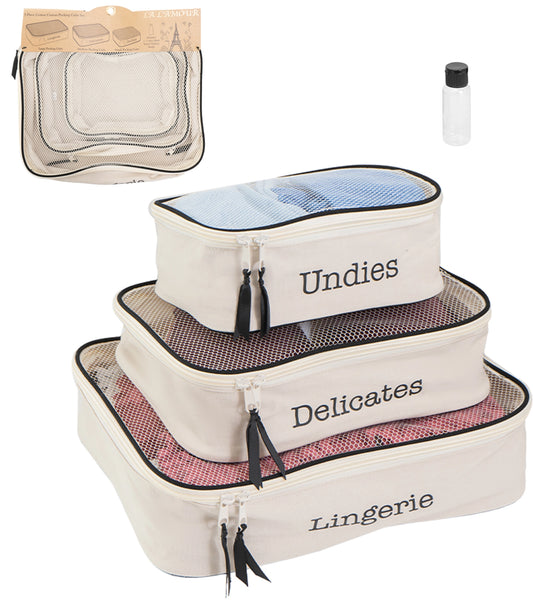 La La Amour 16oz Cotton Canvas 3PC Packing Cube Set