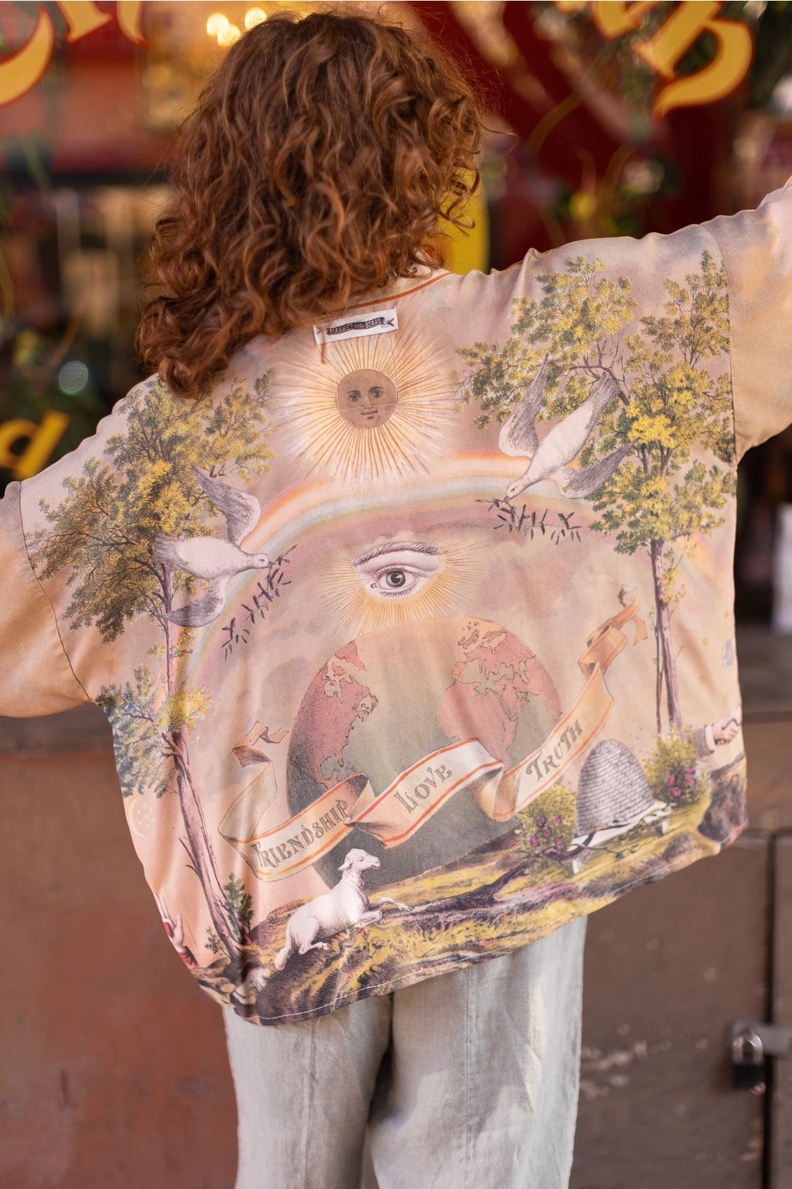 Friendship Love and Truth Vintage Wash (Cropped Length) Kimono