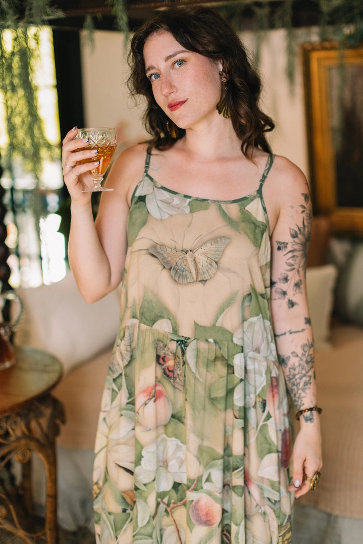 Fleur De Soleil Bohéme Long Maxi Slip Dress w/ Florals Pre-Order March 2026