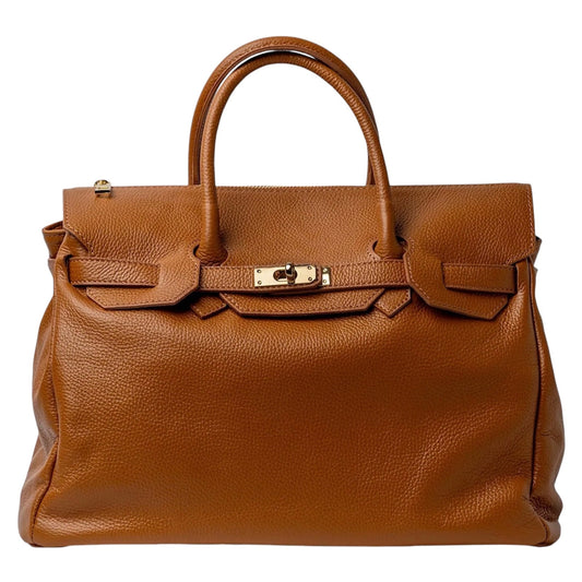 Camel Italian Dollaro Leather Handbag