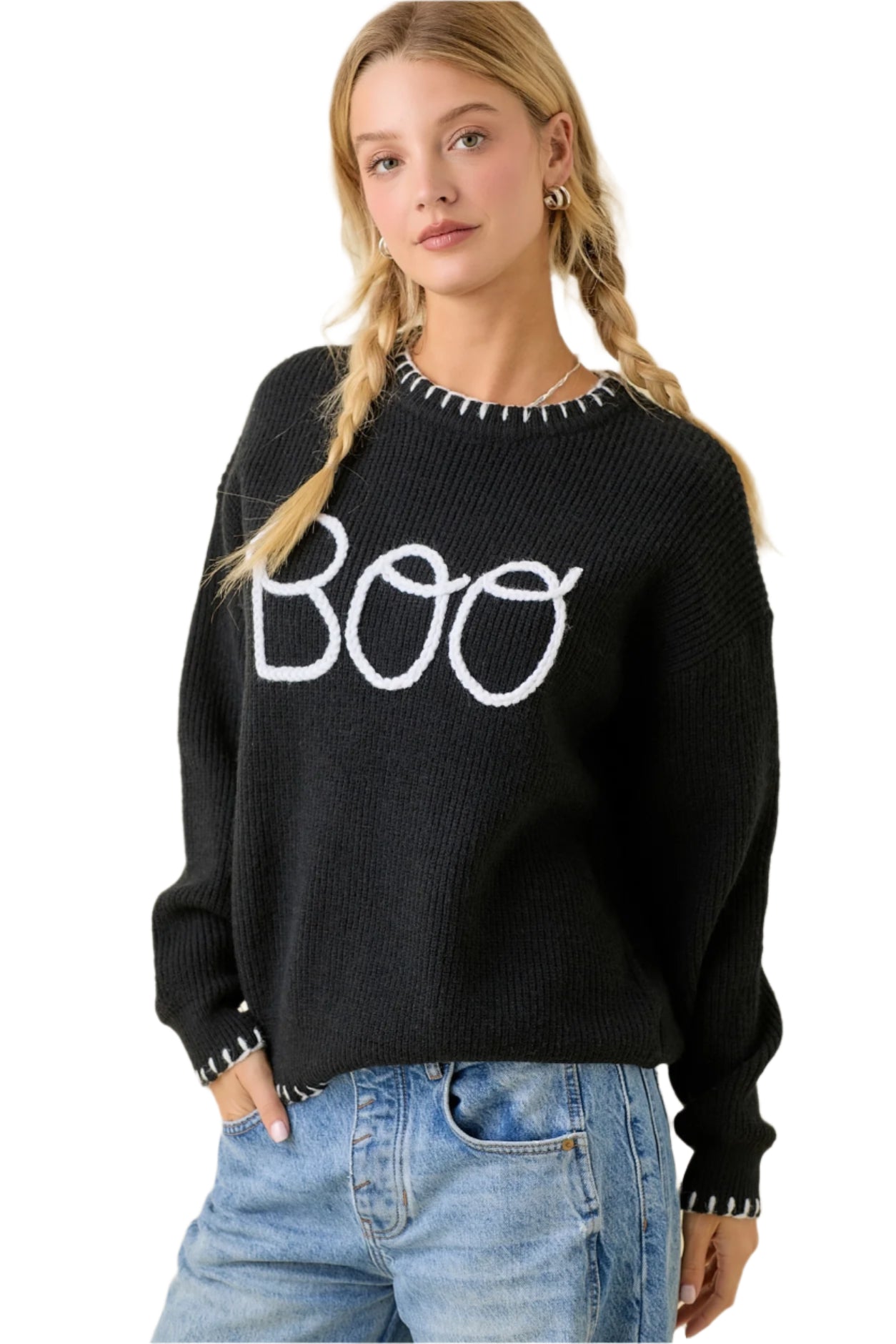 BOO Round Neck Oversized Sweater - Pre Order - Ships Oct 3rd