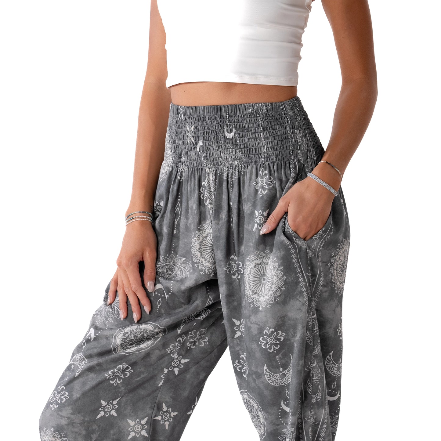 Celestial Grey Harem Pants with Pockets