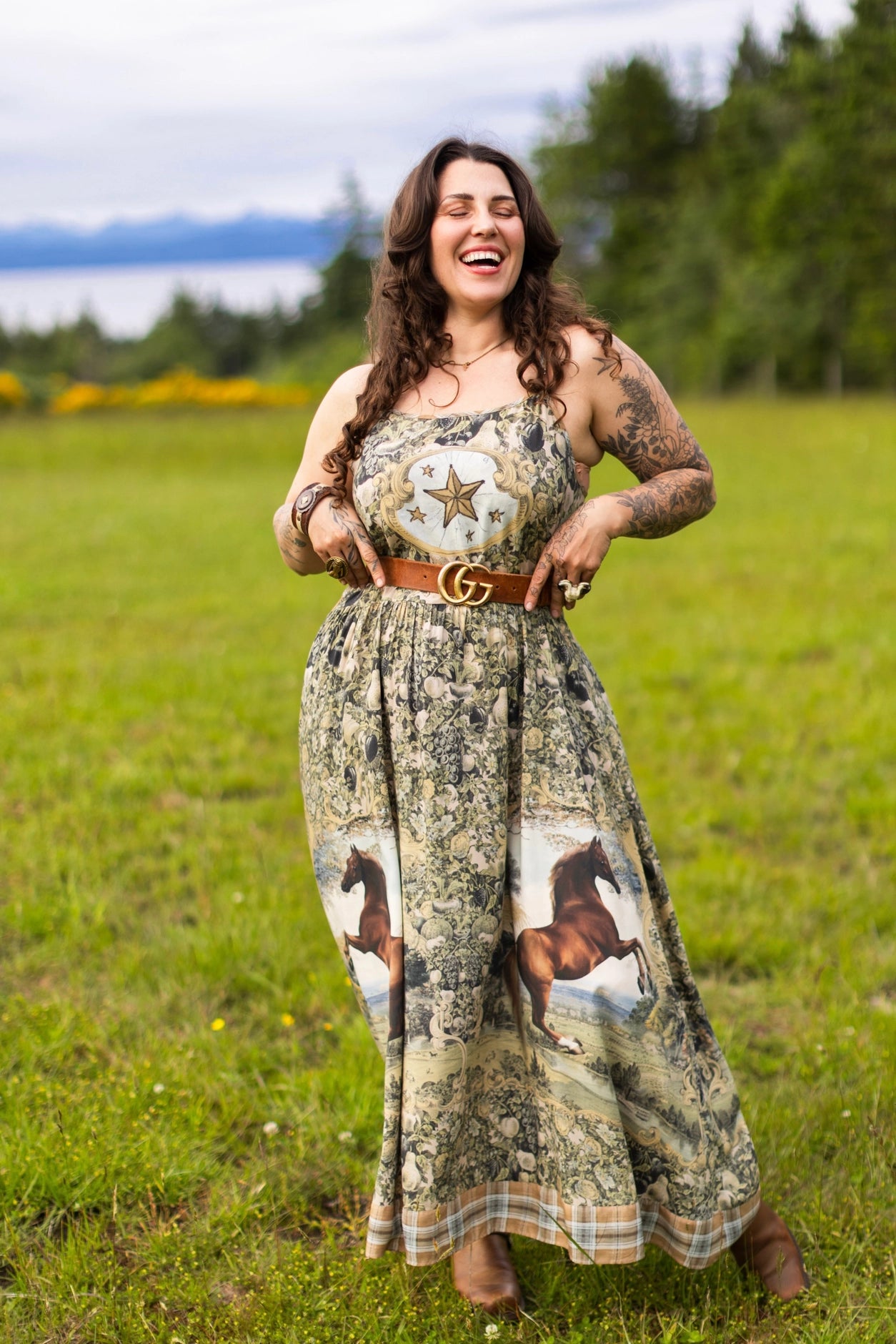 Born To Run Bohéme Reversible Long Maxi Slip Dress Horse & Plaid - Pre-Order - Ships In August