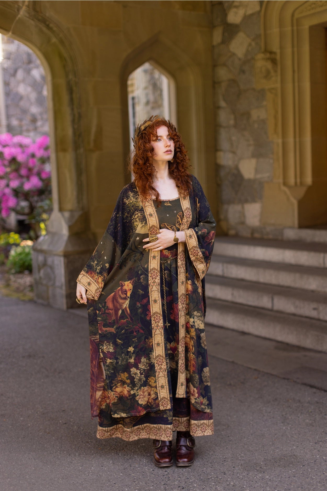 The Messenger Opera Duster Robe w/ Joan of Arc & Florals - Pre-Order Ships In September