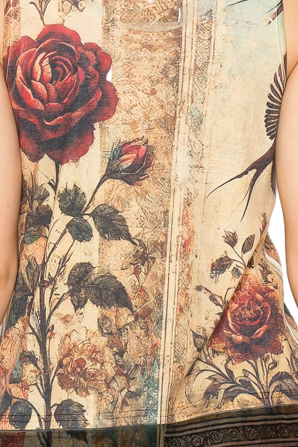 Vintage Bird Inspired Lace Tunic Top with Embroidered Hem - Ships Late September