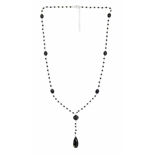 925 Sterling Silver Black Onyx Gemstones Chain Necklace