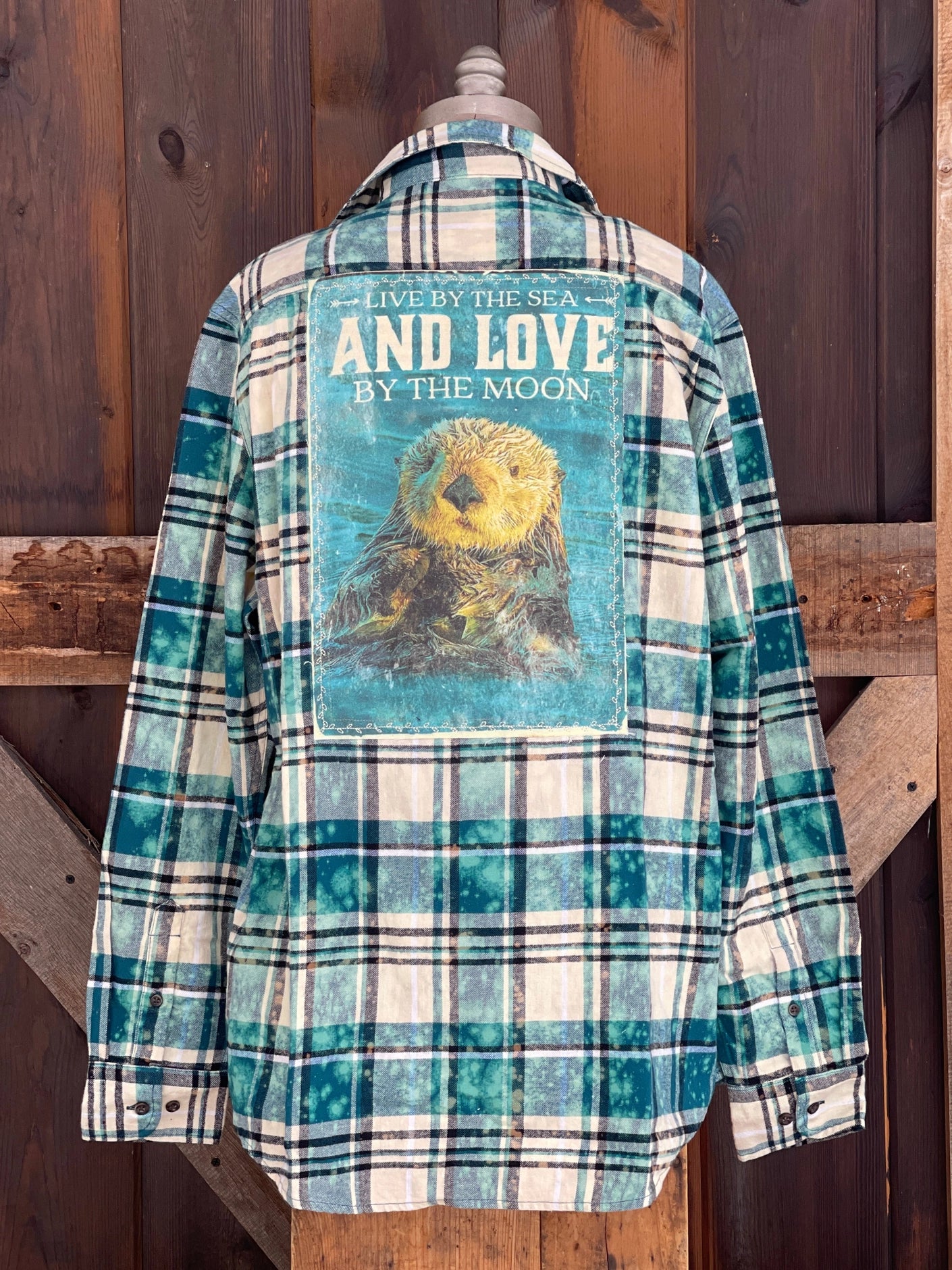 Live By The Sea And Love By The Moon Sea Otter Art Flannel