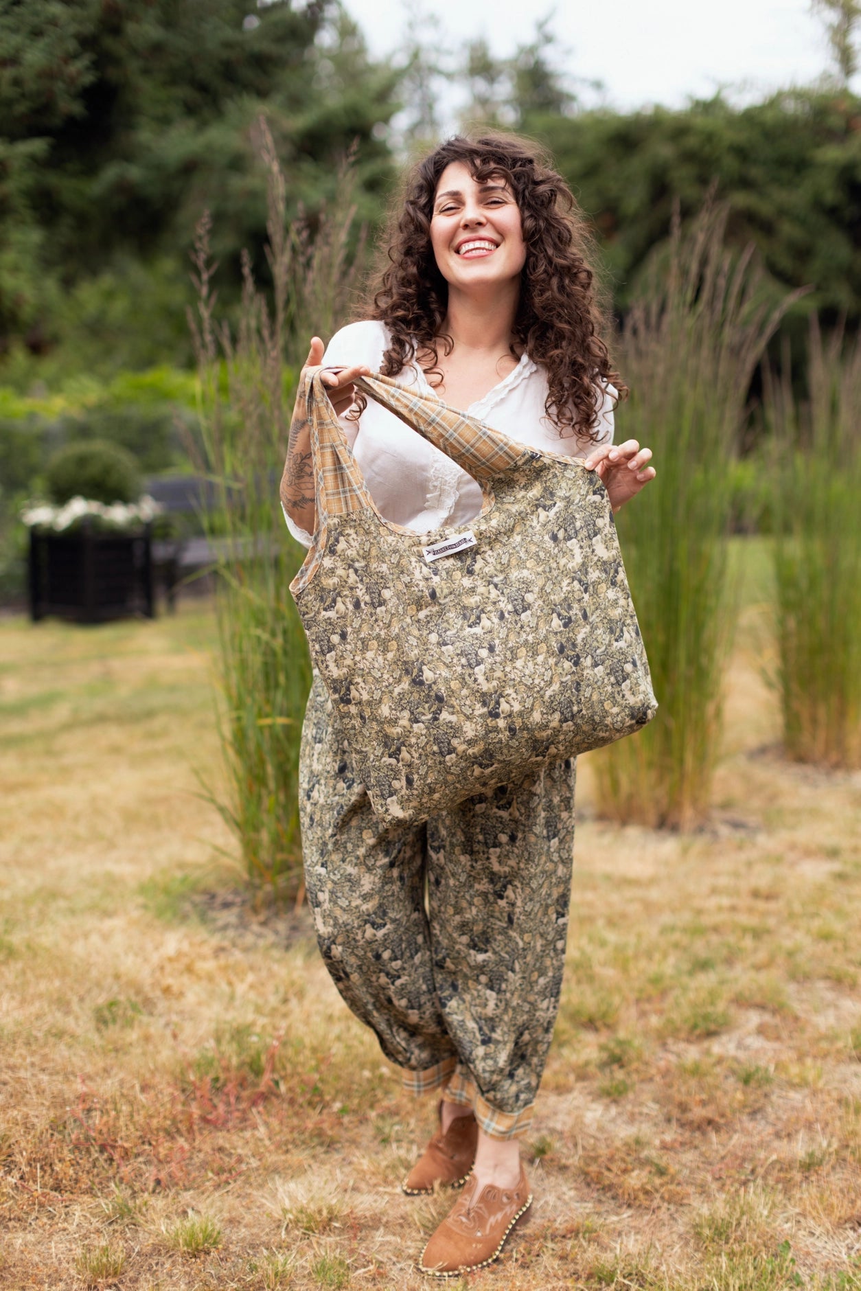 Born To Run Boho Linen Tote Bag Wild Horse & Floral Print - ONLY 2 LEFT!!!!!