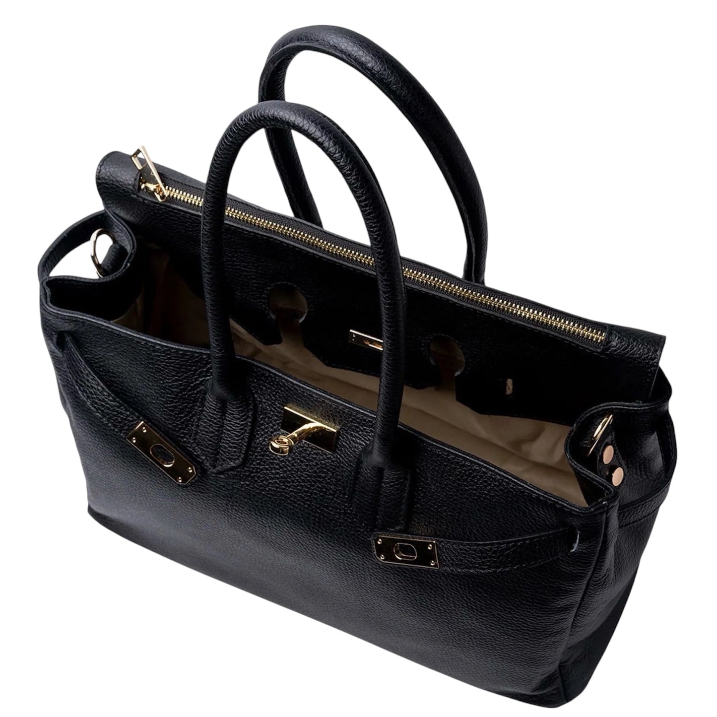 Black Italian Dollaro Leather Handbag