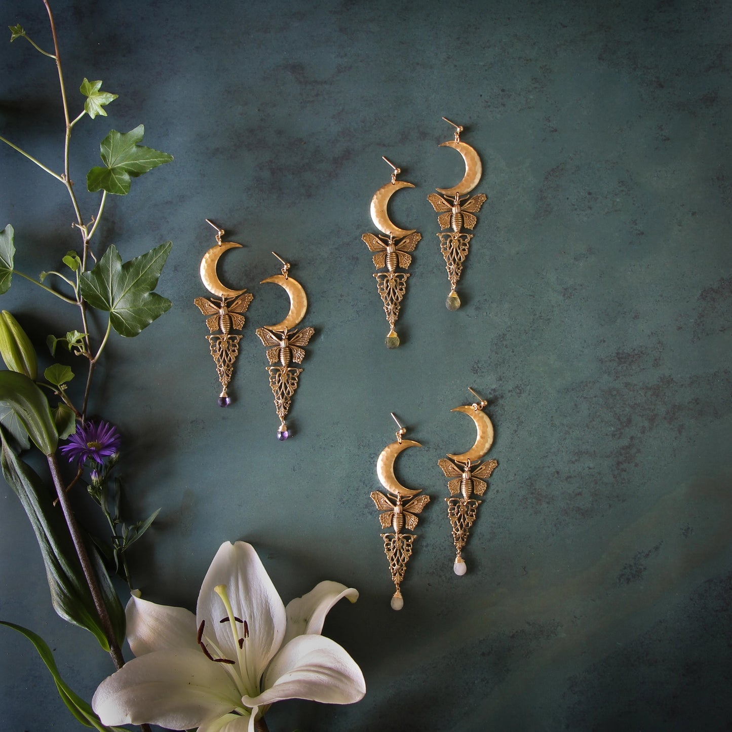 Moth and Moon Mystic Earrings