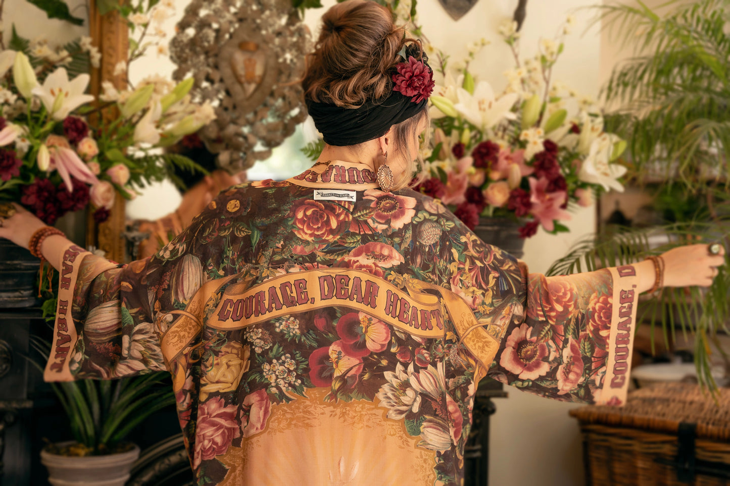 Courage Dear Heart Opera Duster Kimono Robe w/ Sacred Heart- Preorder Ships August 1 - 30th