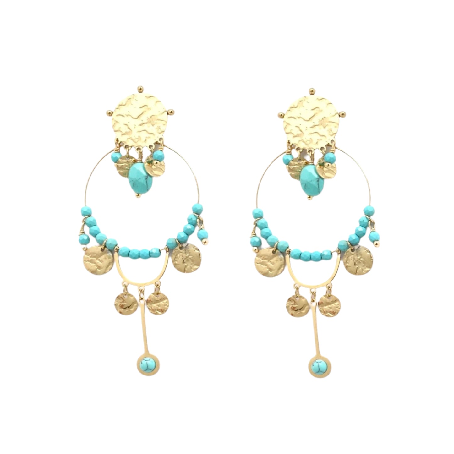 Turquoise Dangle Hoop Earrings - Only 2 Left!