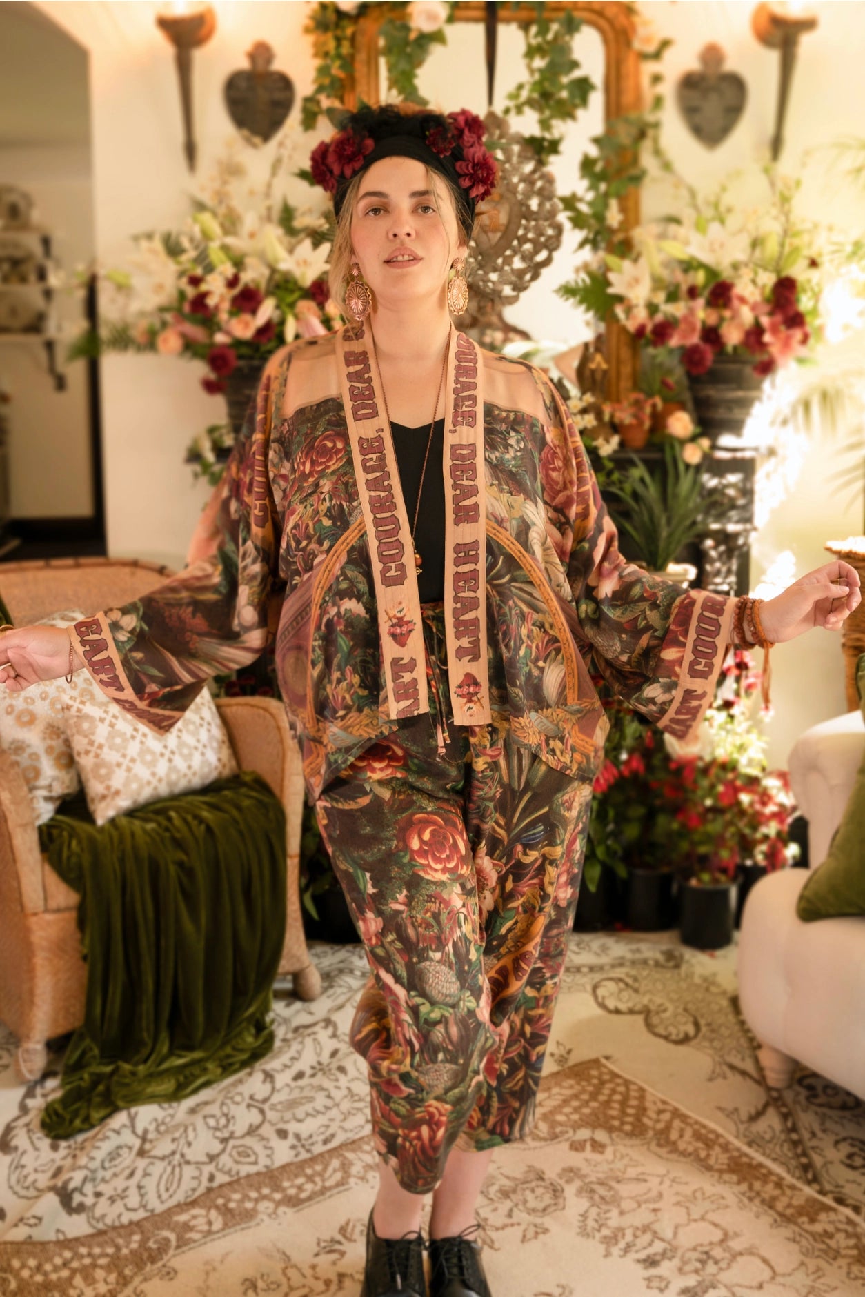 Courage Dear Heart Pixie Duster Crop Kimono w/ Sacred Heart- Preorder Ships August 1 - 30th