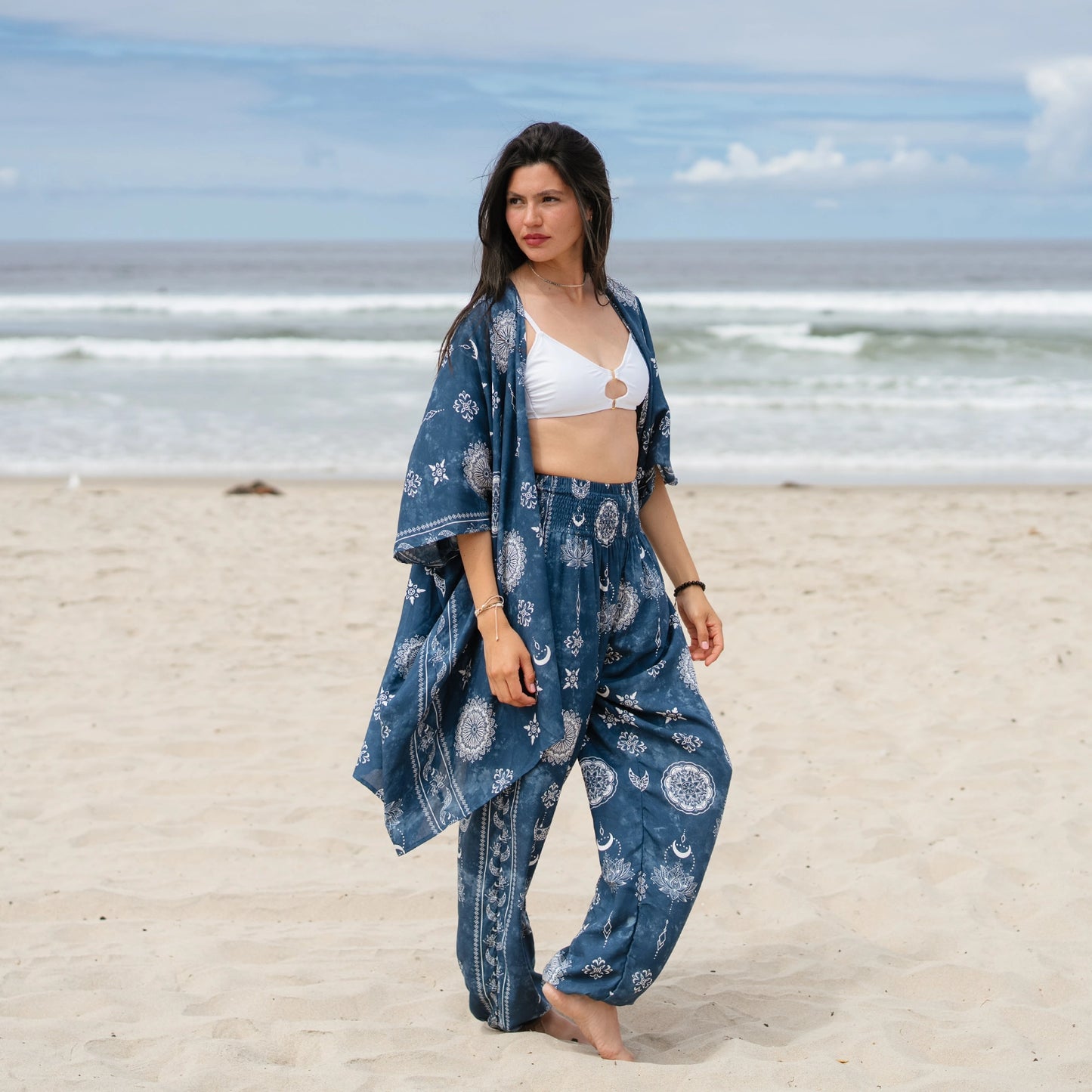 Nova Blue Lotus Moon Harem Pants