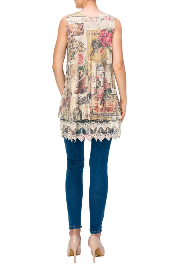 Rose West Vintage Inspired Lace Tunic Top with Embroidered Hem - Ships Late September