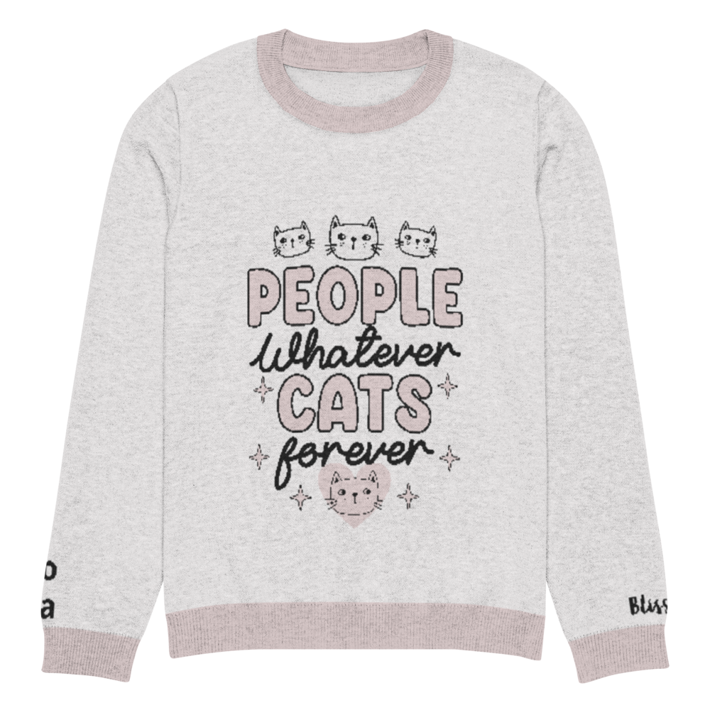 People Whatever Cats Forever Crew Knit Personalized Sweater