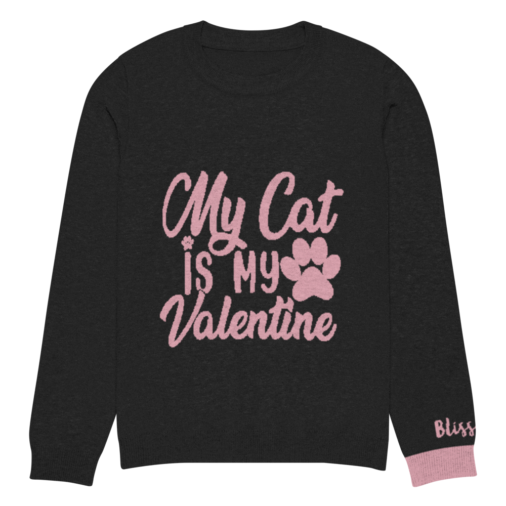 My Cat Is My Valentine Personalized Knit Sweater