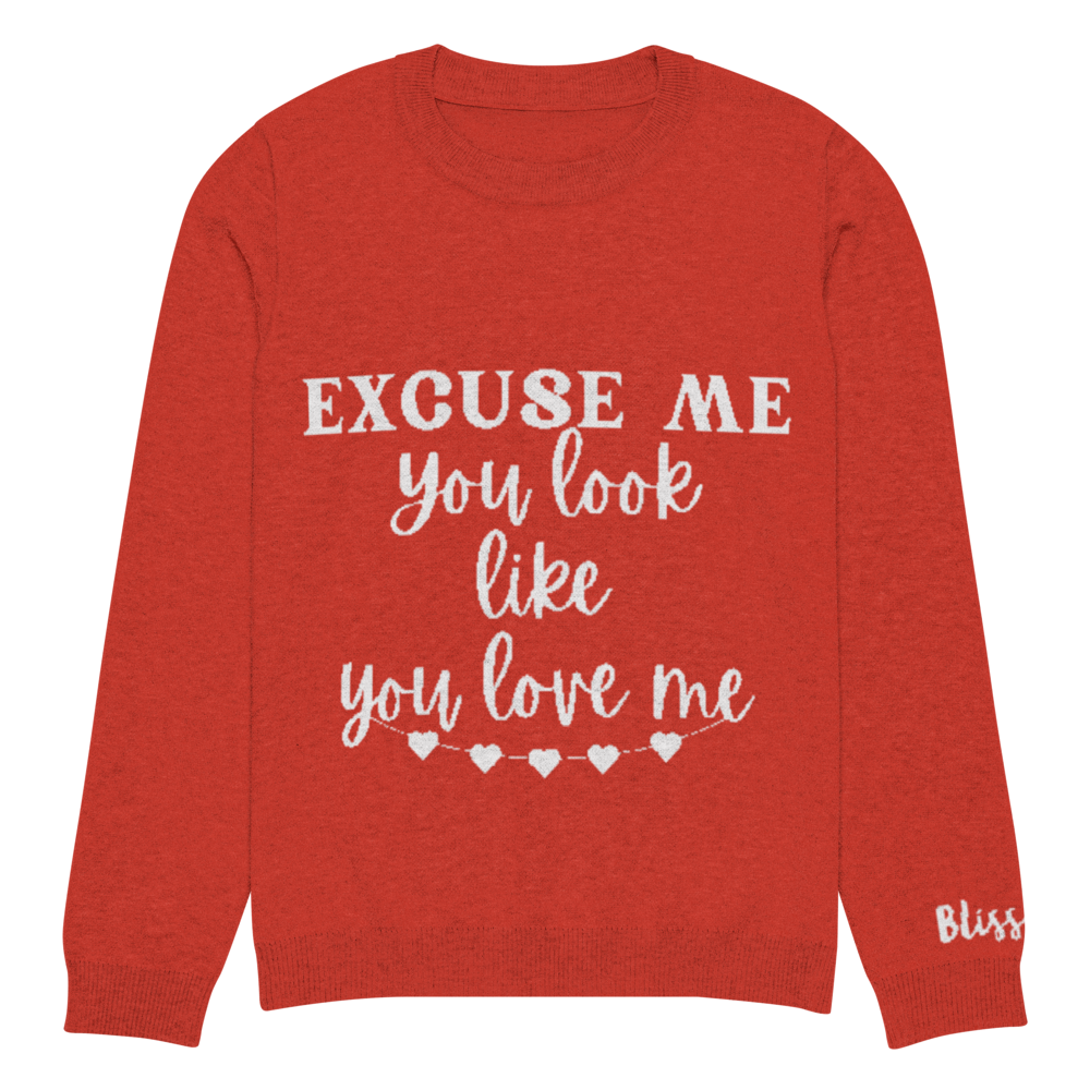 Excuse Me You Look Like You Love Me Personalized Knit Sweater