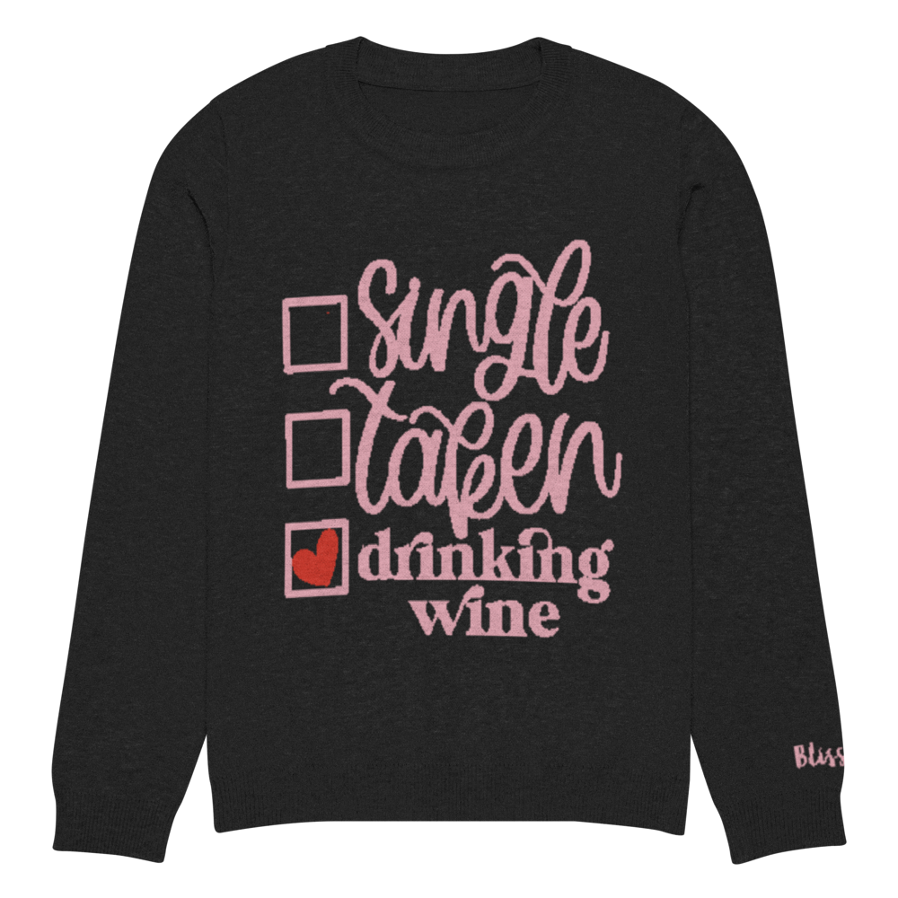 Single Taken Drinking Wine Personalized Knit Sweater