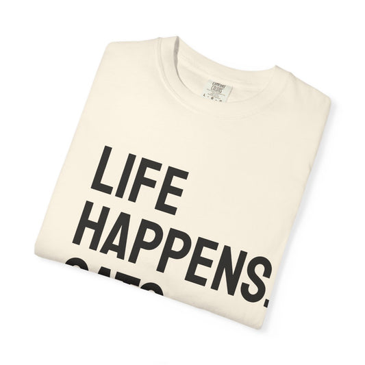 Unisex Life Happens Cats Help T-Shirt | Cat Lover Tee