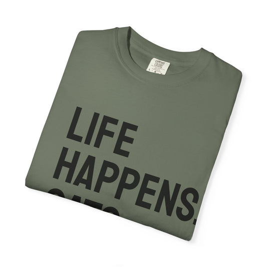 Unisex Life Happens Cats Help T-Shirt | Cat Lover Tee