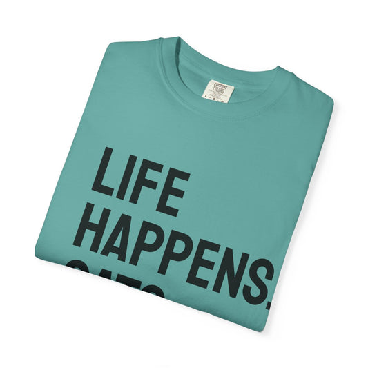 Unisex Life Happens Cats Help T-Shirt | Cat Lover Tee