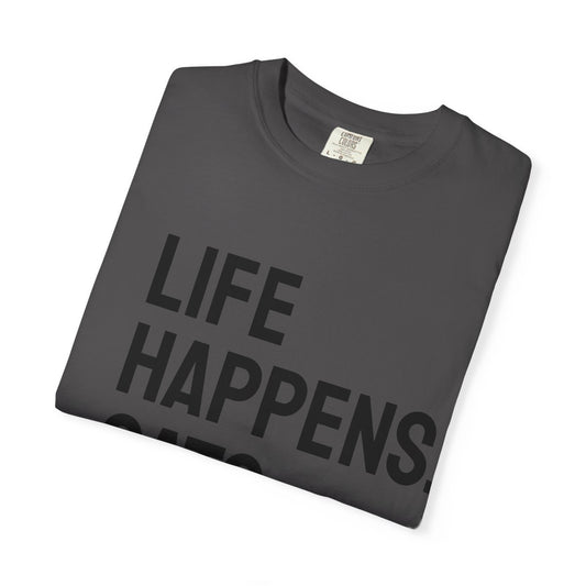Unisex Life Happens Cats Help T-Shirt | Cat Lover Tee