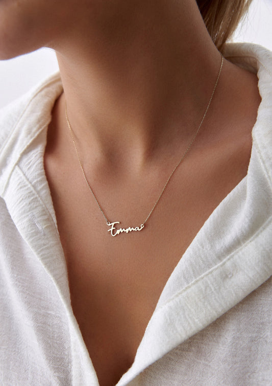 14K Solid Gold Custom Name Necklace