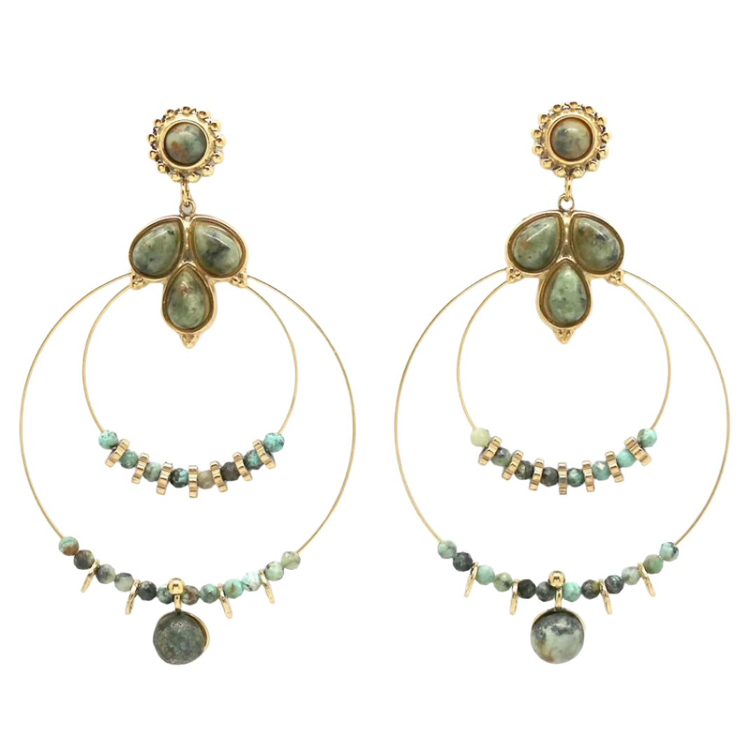 Double Hoop African Turquoise Earrings
