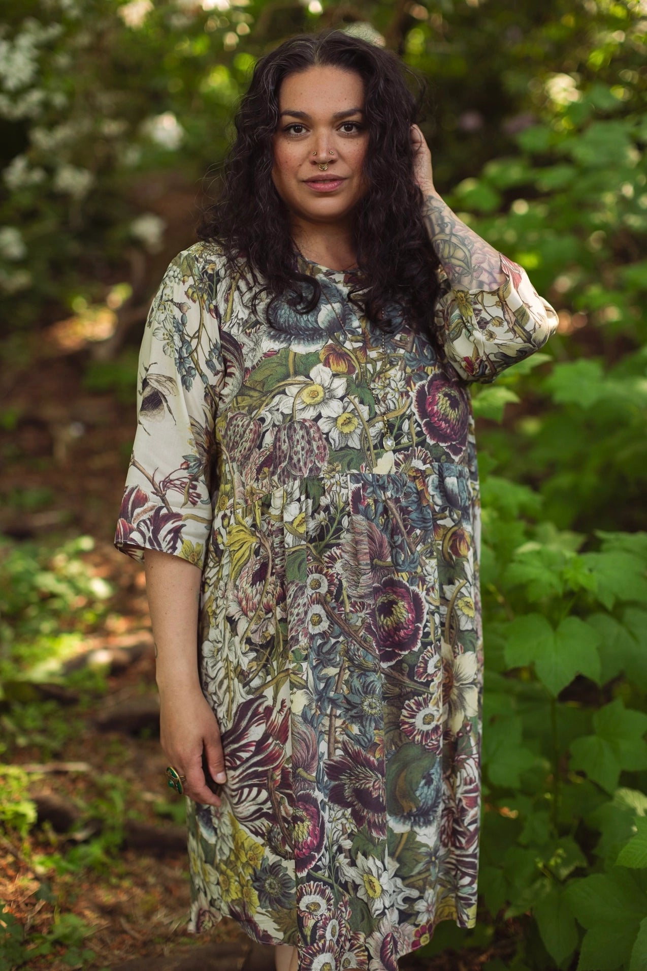 Love Grows Wild Artist Tunic Dress with Pockets & Bees