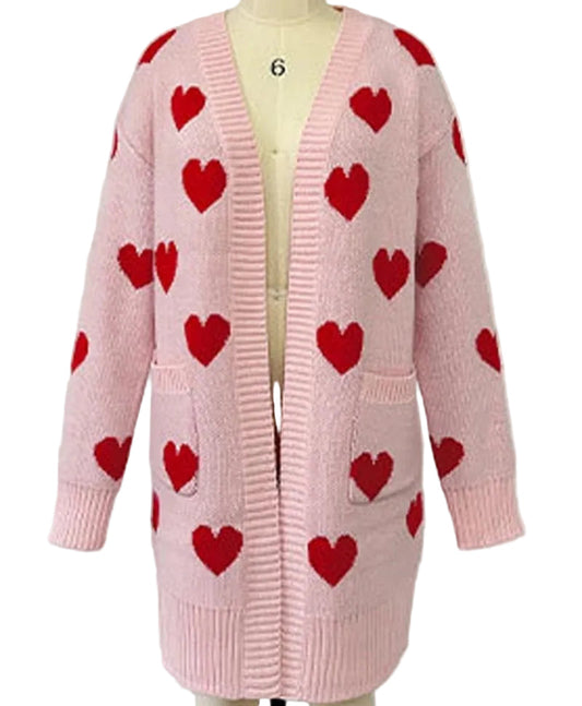 Valentine's Day Heart Cardigan With Pockets