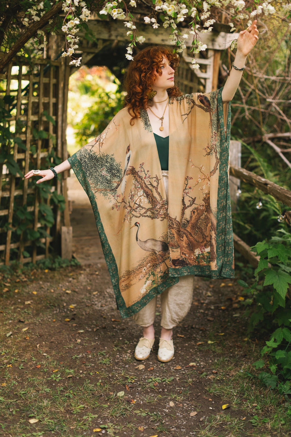 Fable Opera Duster Kimono Robe With Deer Moon & Blossom - Pre Order - Ships Late October 2025