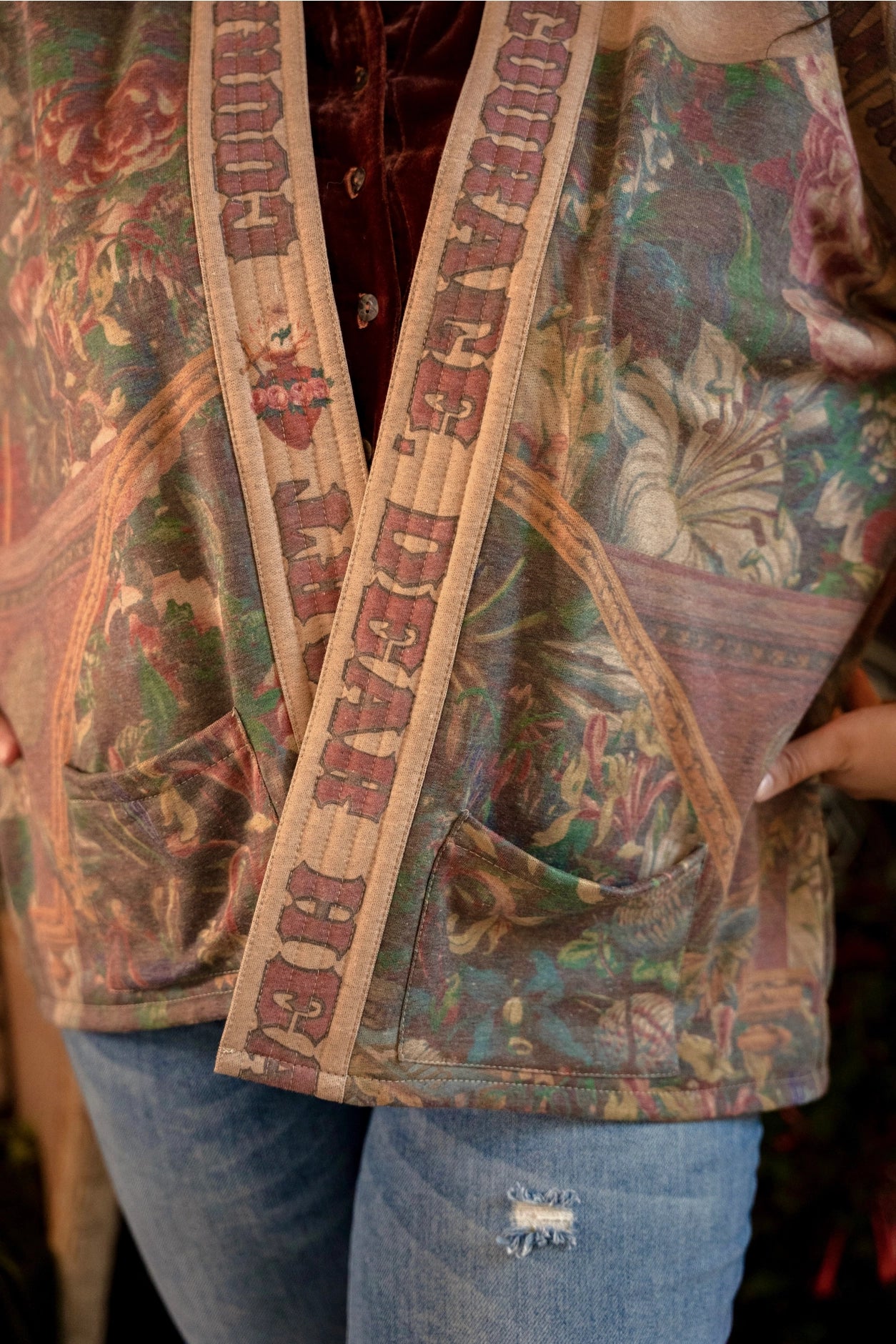 Courage Dear Heart Fleece Cottage Cardigan Kimono Jacket