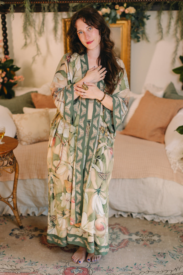 Fleur De Soleil Opera Duster Kimono Robe w/ Florals Pre-Order March 2026
