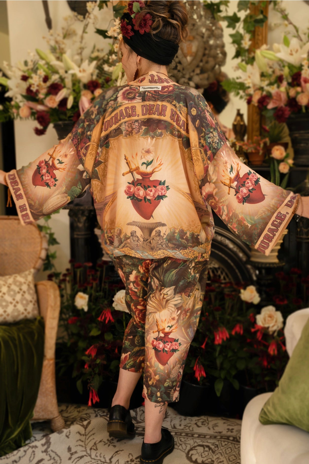 Courage Dear Heart Pixie Duster Crop Kimono w/ Sacred Heart- Preorder Ships August 1 - 30th