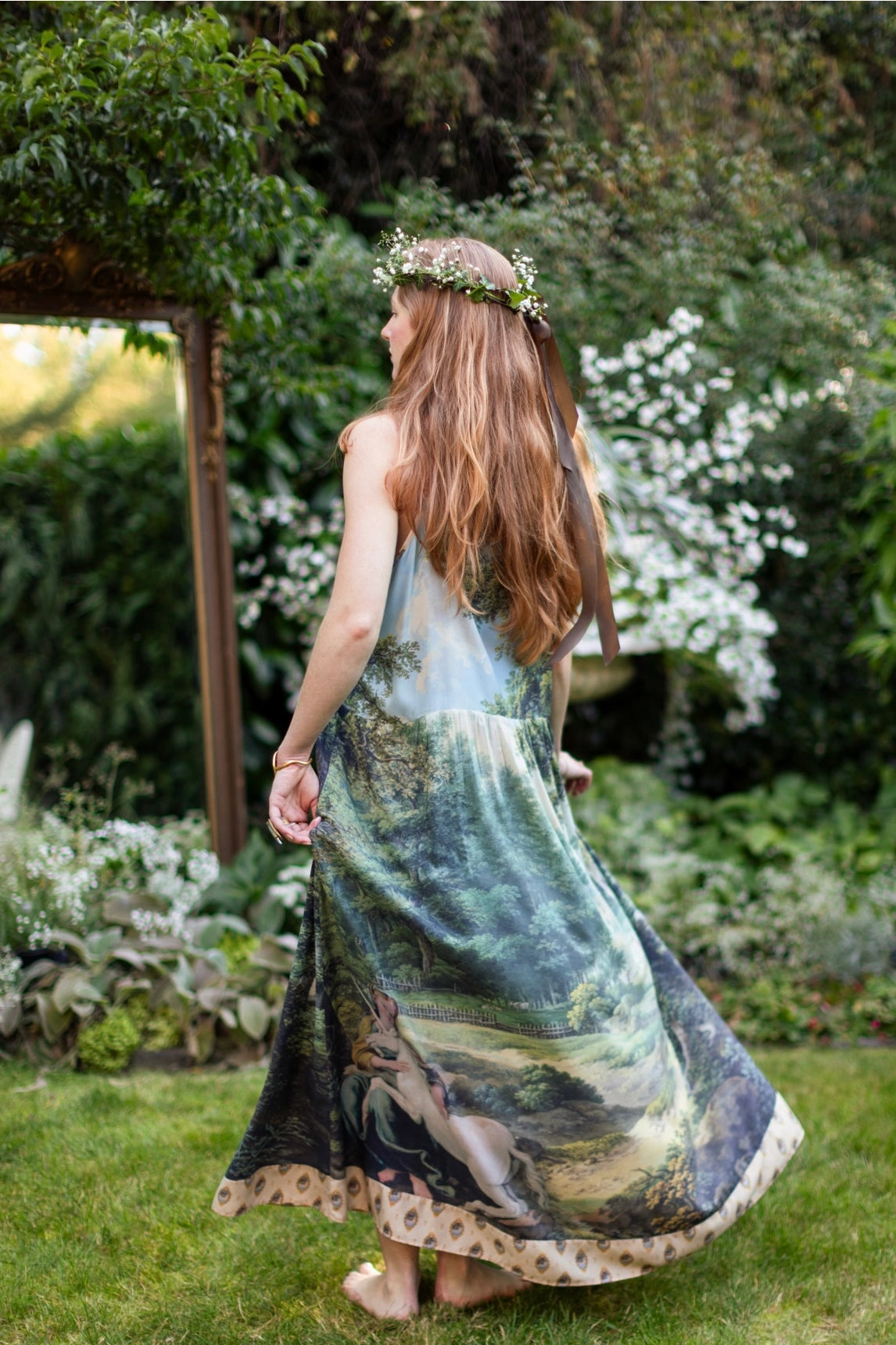 The Mythmaker Bohéme Maxi Slip Dress w/ Landscape & Unicorn Pre-Order Ship March 2026