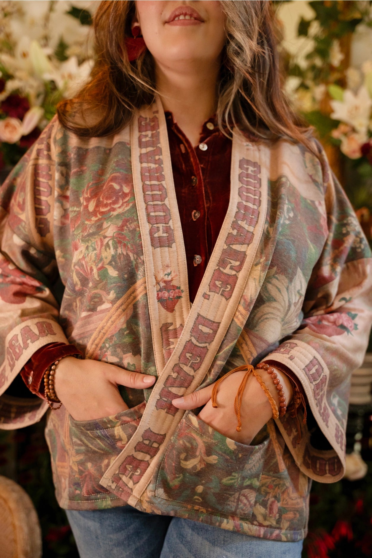 Courage Dear Heart Fleece Cottage Cardigan Kimono Jacket