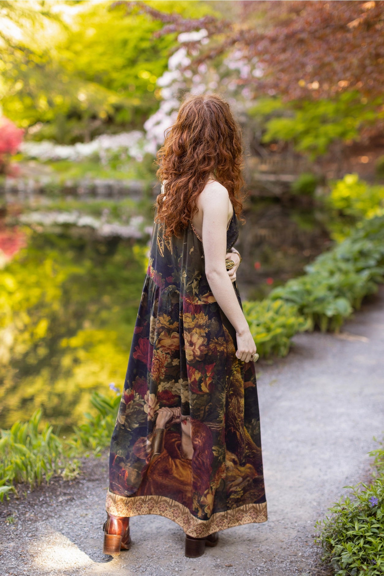 The Messenger Long Maxi Slip Dress w/ Joan of Arc & Florals - Pre-Order Ships September2025