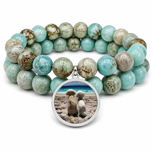Personalized Photo Gemstone Bracelet Set