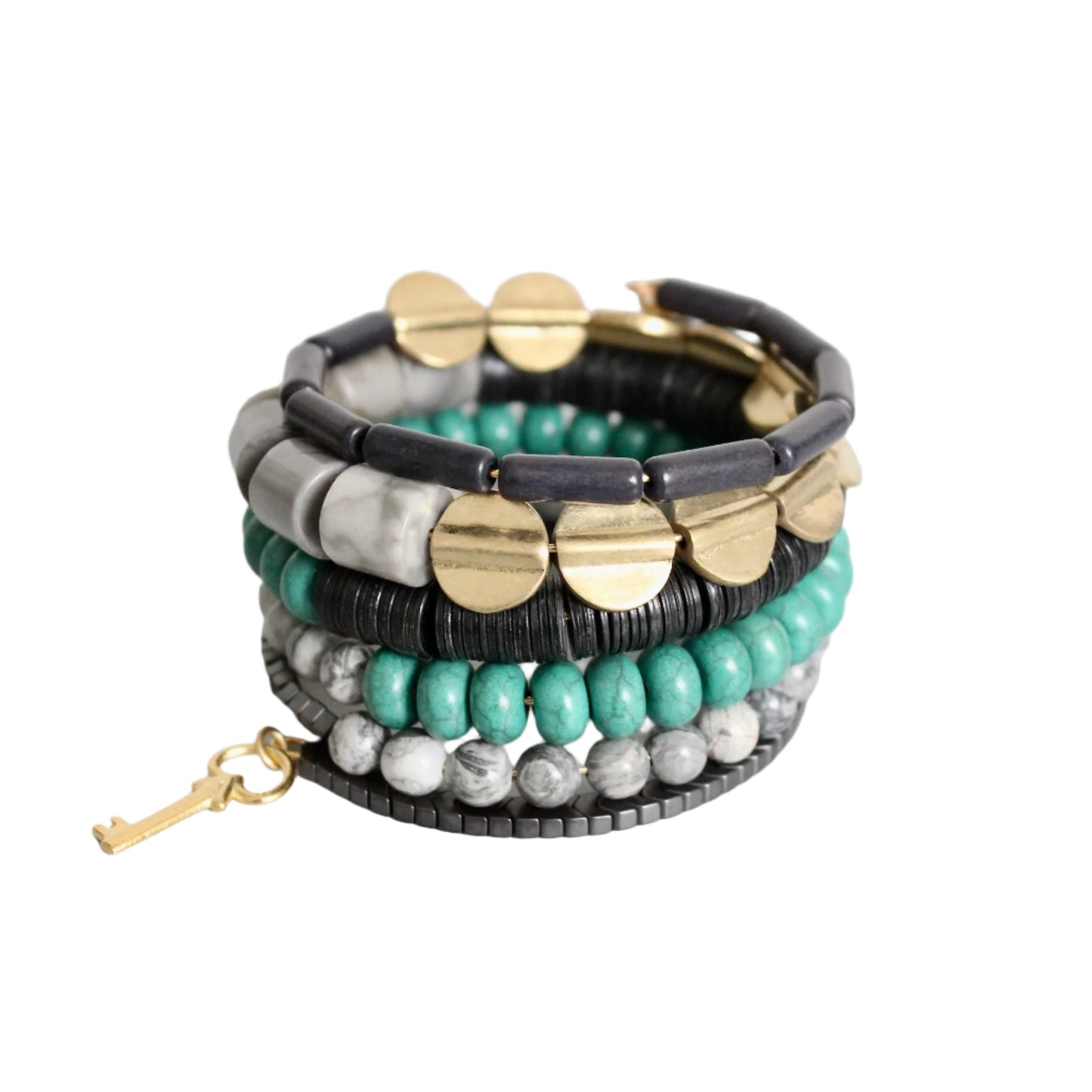 Magnesite and Brass Wrap Bracelet
