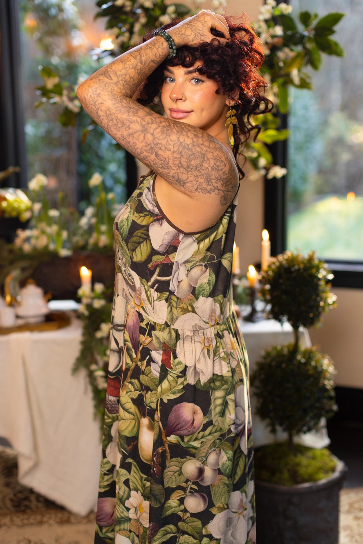 Fleur De Lune Bohéme Long Maxi Slip Dress w/ Florals & Bees Pre-Order Ships In September
