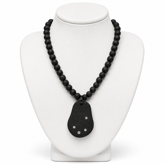 Beach Stone Pebble Lava Necklace