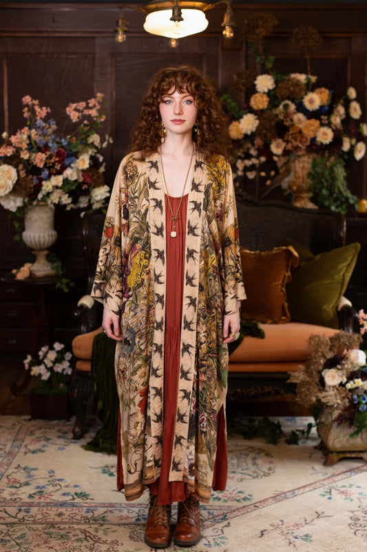 Golden Hour Opera Duster Kimono Robe w/ Floral Print - Pre-Order - Ships August 2026